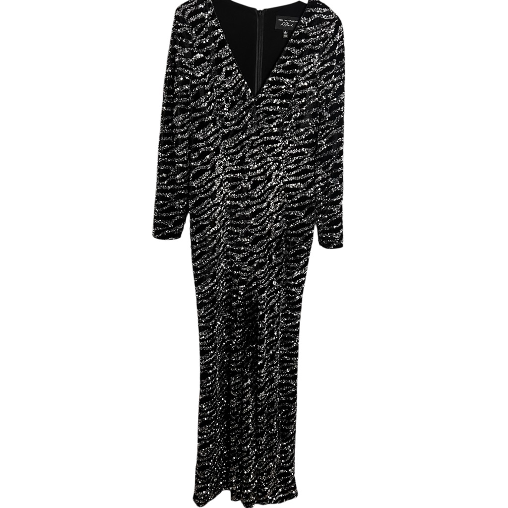 Dress The Population Black Carson Sequin Jumpsuit Size M